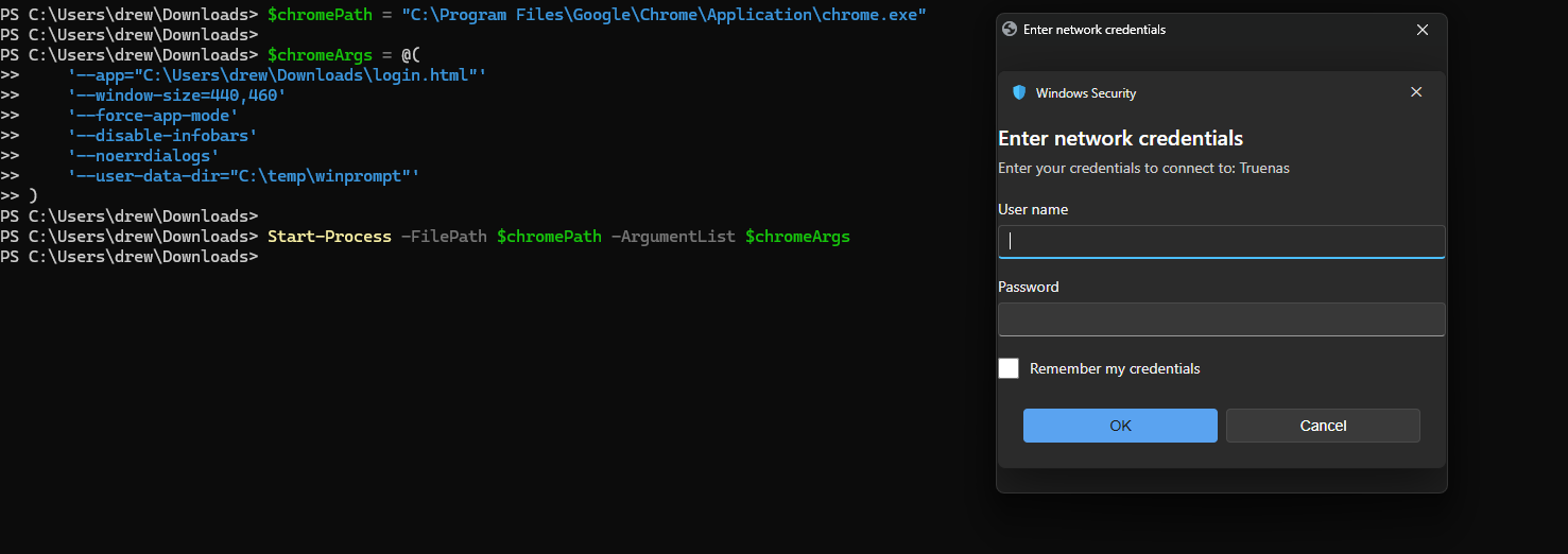 Incomplete fake credential prompt with title bar